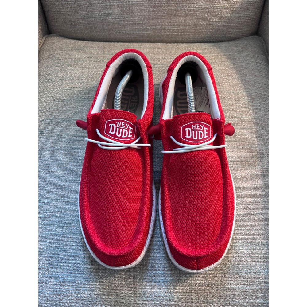 Hey Dude Wally Sox Mens Red Knit Slip On Loafers Shoes Size 13 40019-8C1 - Picture 3 of 9